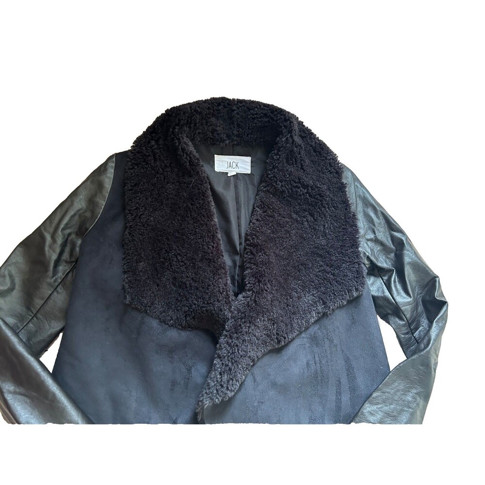 Women's Jack Black Faux Leather Suede Fleece Open Front Jacket Size S - Picture 2 of 6